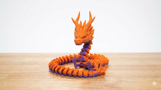 articulated purple and orange dragon